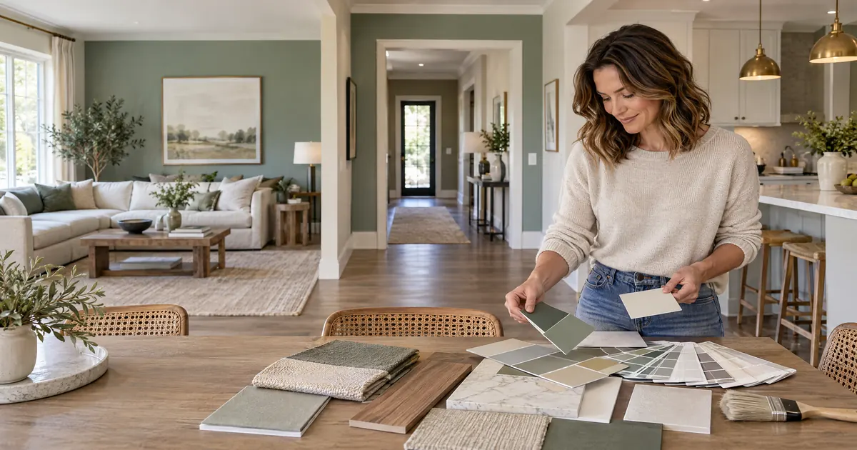 Coordinated paint colors across connected rooms showing a cohesive whole-home palette