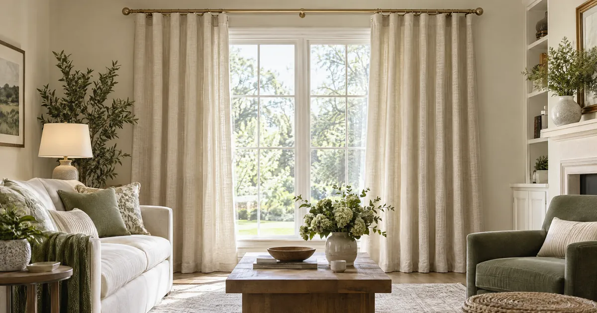 two curtains hanging on one rod