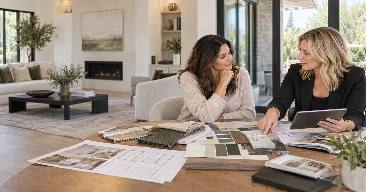 Homeowner interviewing an interior designer about their design process and experience